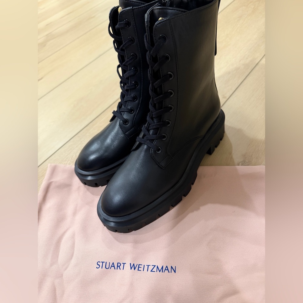 Stuart Weitzman Black Combat Boots